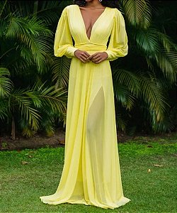 Vestido Longo Atena Amarelo Bebê