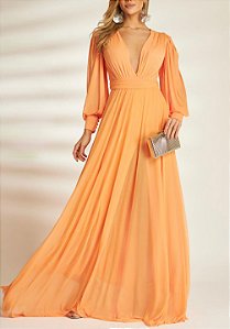 Vestido Longo Atena Laranja Claro