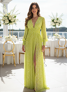 Vestido Longo Romana Verde Lima