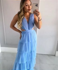 Vestido Longo Verona Azul Serenity