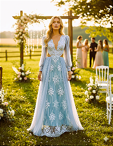 Vestido Longo Alanis Azul Serenity