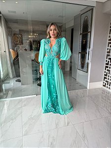Vestido Longo Alanis Verde Tiffany