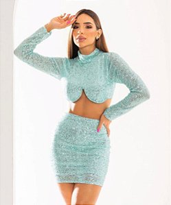 Conjunto em Paetê Melissa Azul