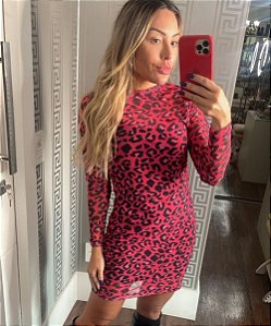 Vestido Curto Lira Onça Rosa