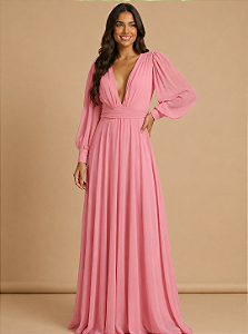 Vestido Longo Atena Rosa