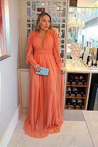 Vestido Longo Atena Salmão