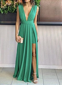 Vestido Longo Sáfira Verde Bandeira