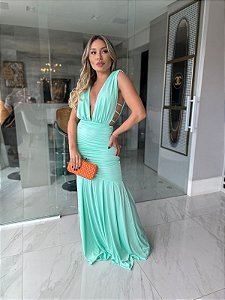 Vestido Longo Cassia Verde Menta