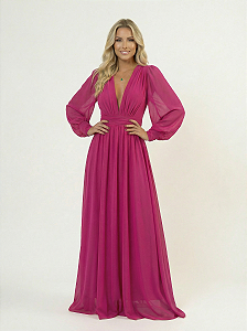 Vestido Longo Atena Fúcsia