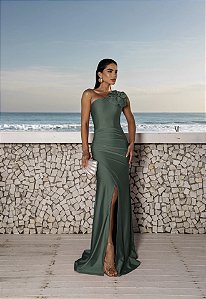 Vestido longo Fiorela Verde Oliva