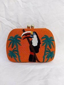 Bolsa Clutch Tucano Bordada Laranja