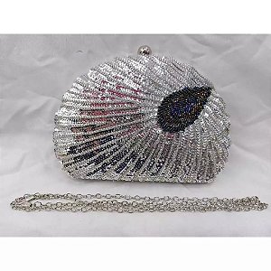 Clutch em Paetê Pavão Prata