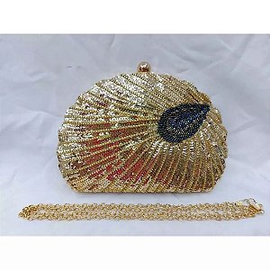 Clutch em Paetê Pavão Dourada