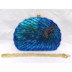 Clutch em Paetê Pavão Azul