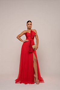 Vestido Longo Laço Vicenza Vermelho