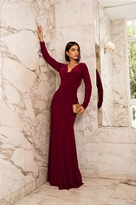 Vestido longo Mariana Marsala