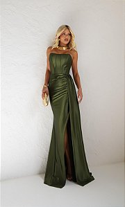 Vestido Longo Aurora Verde Oliva