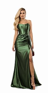 Vestido Longo Aurora Verde Oliva