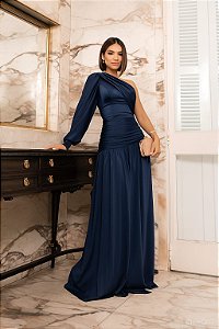 Vestido Longo Zayan Azul Marinho