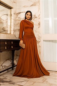 Vestido Longo Zayan Terra Cota