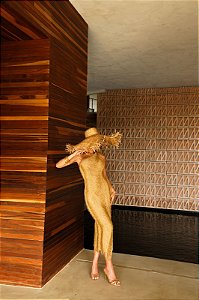 Vestido Macramê Midi Marecias Dourado