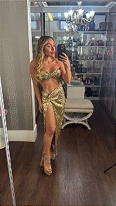 Conjunto Paetê Imperatriz Dourado
