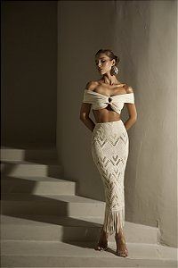 Conjunto Saia e Cropped Lore Nude