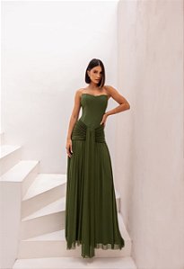Vestido Longo Majestic Verde Oliva