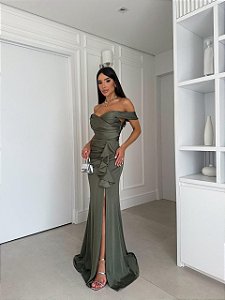 Vestido Longo Nuance Verde Oliva
