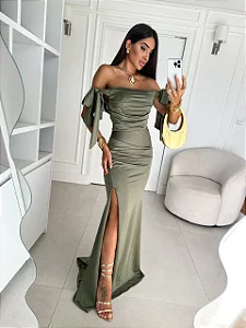 Vestido longo Pillar Verde Oliva