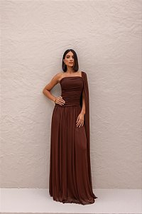 Vestido Longo Versailles Marrom
