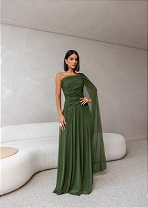 Vestido Longo Versailles Verde Oliva