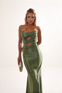 Vestido Longo Lume Verde Oliva