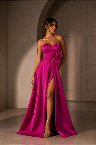 Vestido longo Firenze Fúcsia