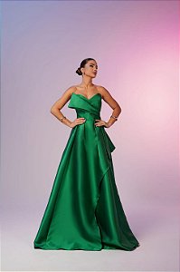 Vestido Longo Zibeline Arabella Verde Bandeira
