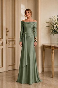 Vestido manga longa Serafina Verde Oliva