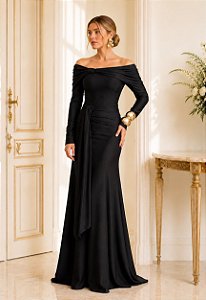 Vestido manga longa Serafina Preto