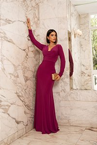Vestido Manga Longa Mariana Fúcsia