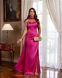 Vestido longo Vittoria Fúcsia