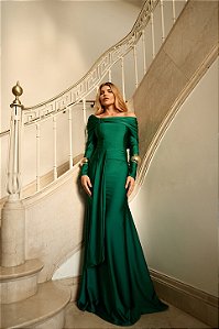 Vestido manga longa Serafina Verde Esmeralda