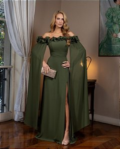 Vestido Longo Valência Verde Oliva