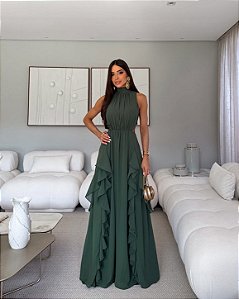 Vestido Longo Antonela Verde Oliva