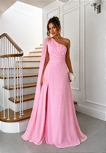 Vestido Longo Évora Rosa Bebê
