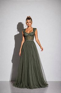 Vestido Longo Anastasia Verde Oliva