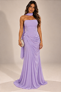 Vestido Longo Chiffon Salerno Lilás