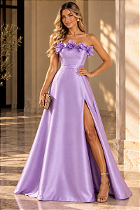 Vestido Longo Tomara que Caia Zebeline Lavínia Lilás