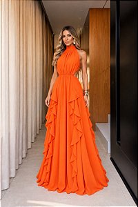 Vestido Longo Antonela Laranja