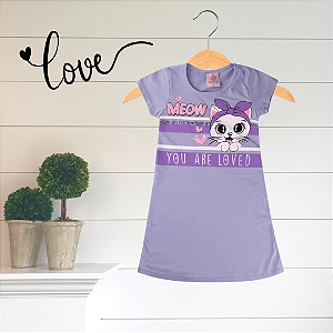 Vestido Infantil Meow Are Love Lilás