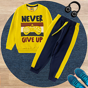 Conjunto Moletom Infantil Menino Never Give Up