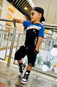 Conjunto Marquinha Infantil Menino Nike Azul e Cinza c/ Capuz